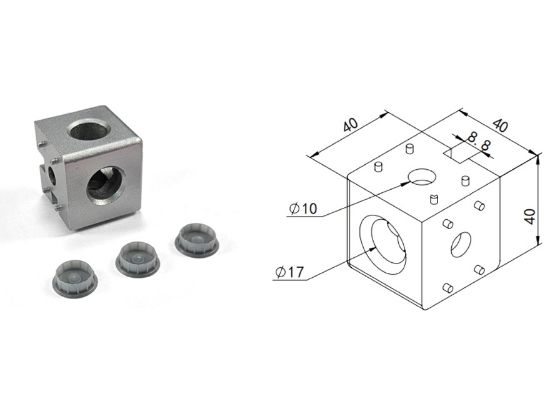 Obrázek Rohová spojka kostka 3D K40