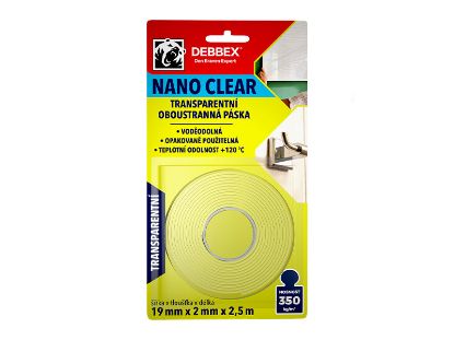 Obrázek DEBBEX NANO CLEAR Transparentní oboustranná páska 2,5m