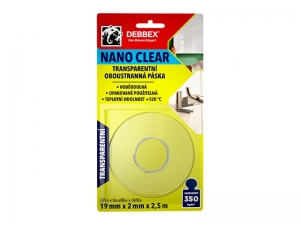 DEBBEX NANO CLEAR Transparentní oboustranná páska 2,5m