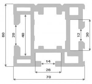 Al profil - Pravítko 70x60 elox