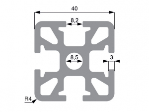 Al profil - Kombi stojka 40x40mm elox