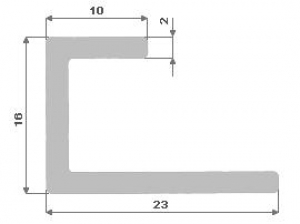 Hliníkový U profil nepr.16x23x10x2